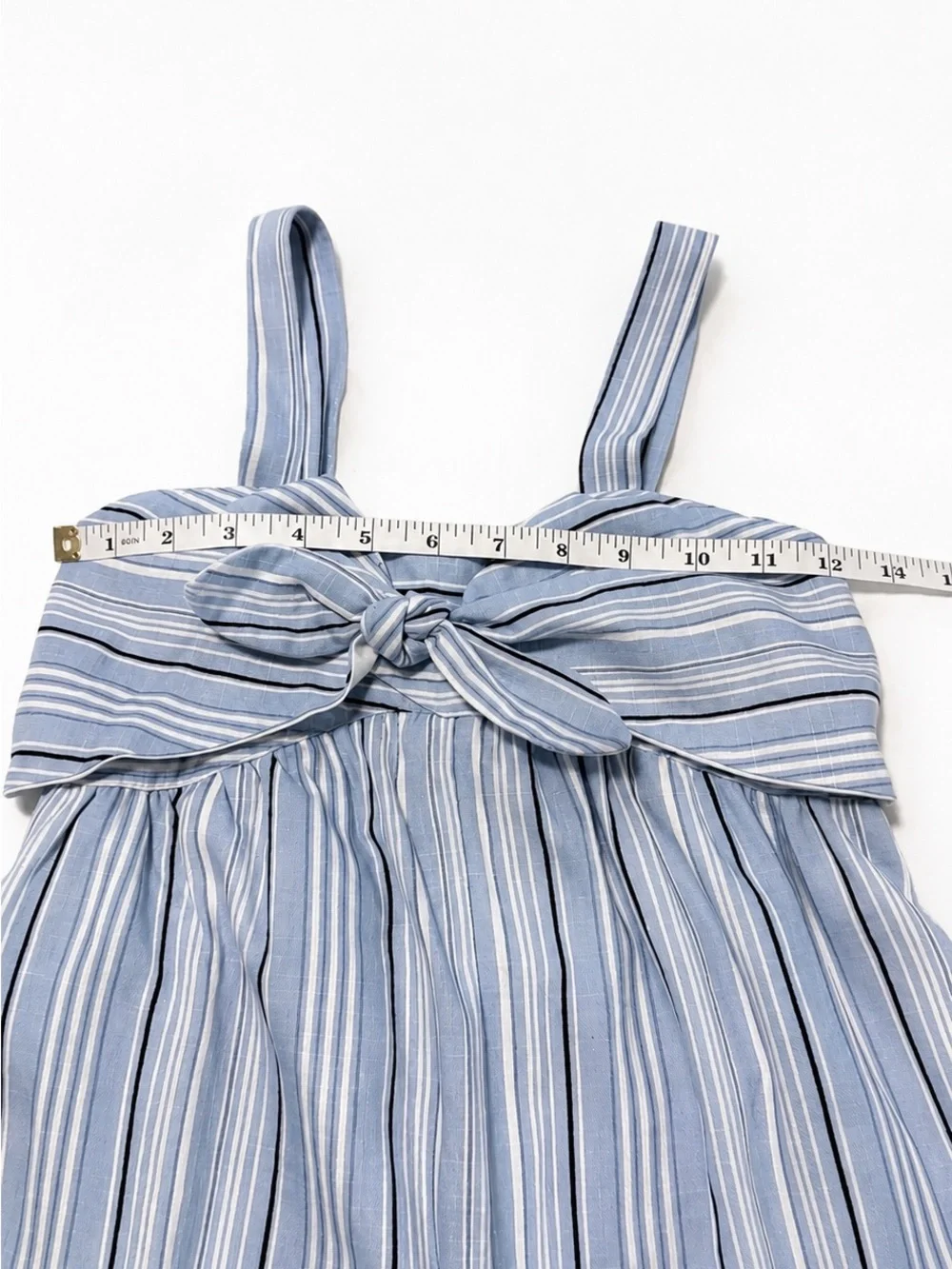 BTween Girls Blue Striped Wide-Leg Jumpsuit Size 7 Adjustable Straps NWT